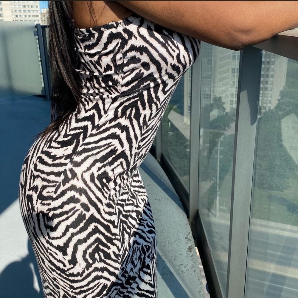 H&M Zebra Print Spaghetti Strap Dress